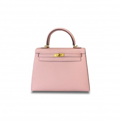 HERMÈS KELLY 28 EPSOM 3Q PINK GOLD BUCKLE (28*22*10cm) 
